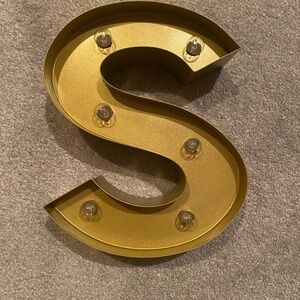 Gold Light-up Marquee Letter 'S' Wall Decor